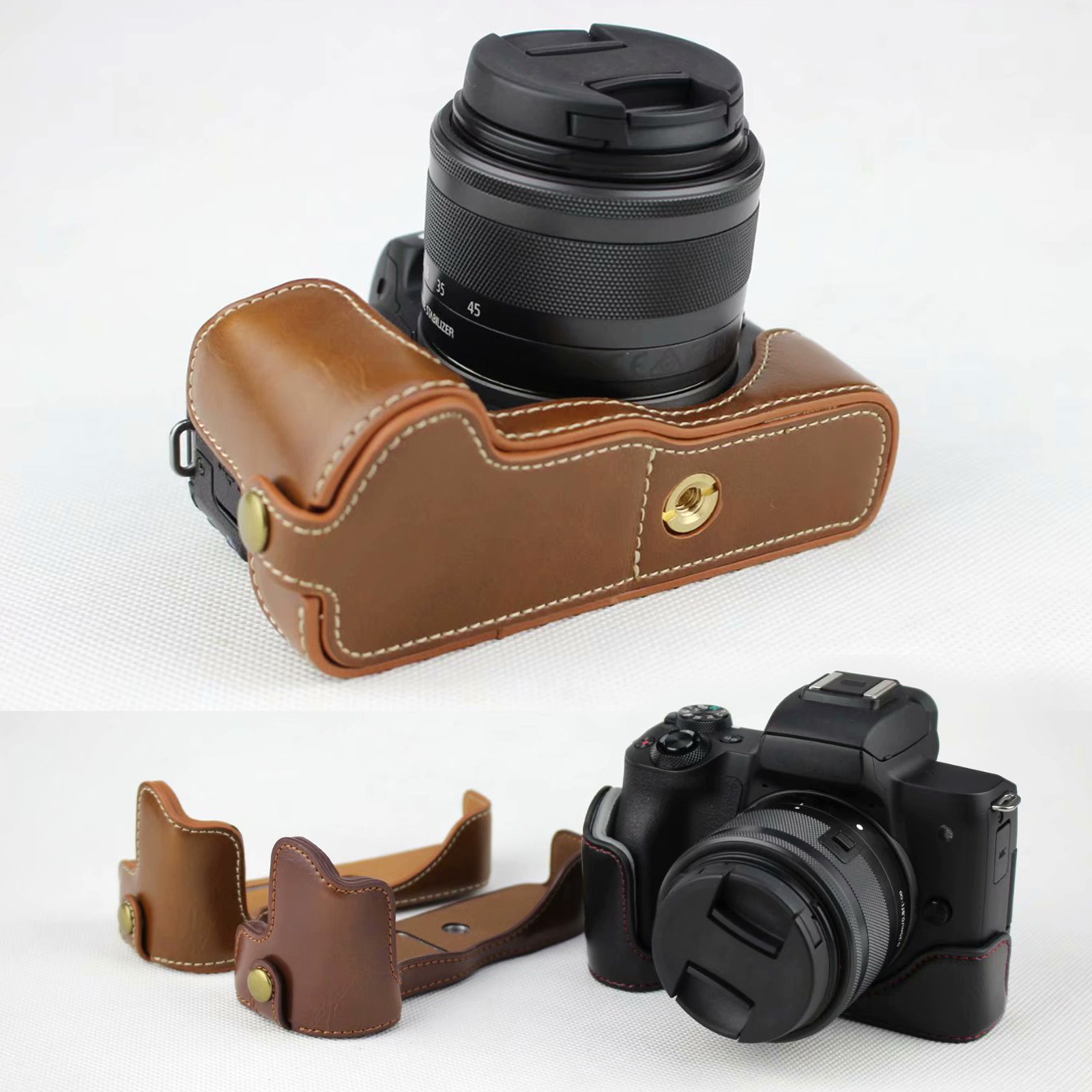 Canon Camera Eos M50 Mark Ii - Leather Protect Half Case Grip for